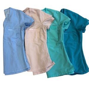 Jaanuu XXS Scrub Tops Bundle (4 pcs) Mixed Colors – Flaws Noted